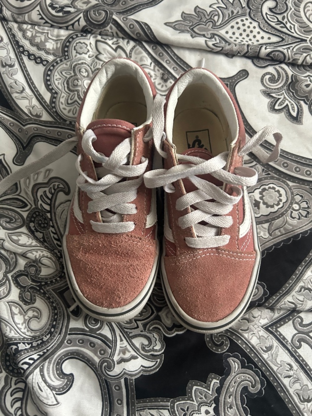 Vans Kids Pink Suede and White Lace-Up Sneakers